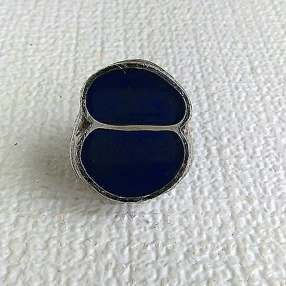 RARE HATTIE CARNEGIE Abstract Blue Inlay Adj. Ring - Picture 8 of 16